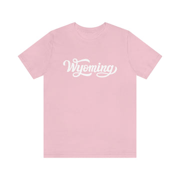 Buy pink Wyoming T-Shirt - Hand Lettered Unisex Wyoming Shirt