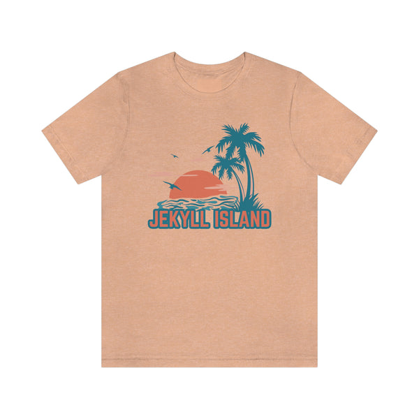 Jekyll Island, Georgia T-Shirt - Retro Palm Tree & Beach Unisex Jekyll Island Shirt