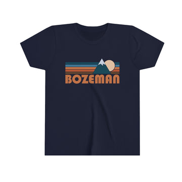 Buy navy Bozeman Youth T-Shirt - Retro Mountain Montana Kid's TShirt