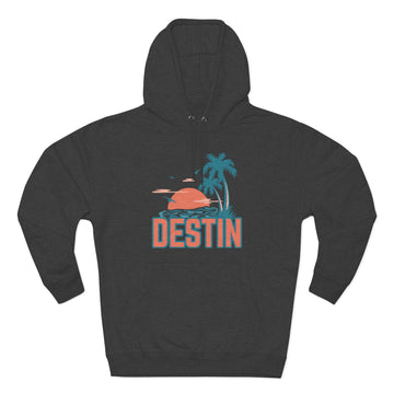 Buy charcoal-heather Premium Destin, Florida Hoodie Hoodie - Palm Tree Unisex Sweatshirt