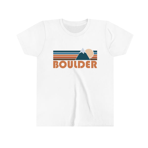 Boulder Youth T-Shirt - Retro Mountain Colorado Kid's TShirt