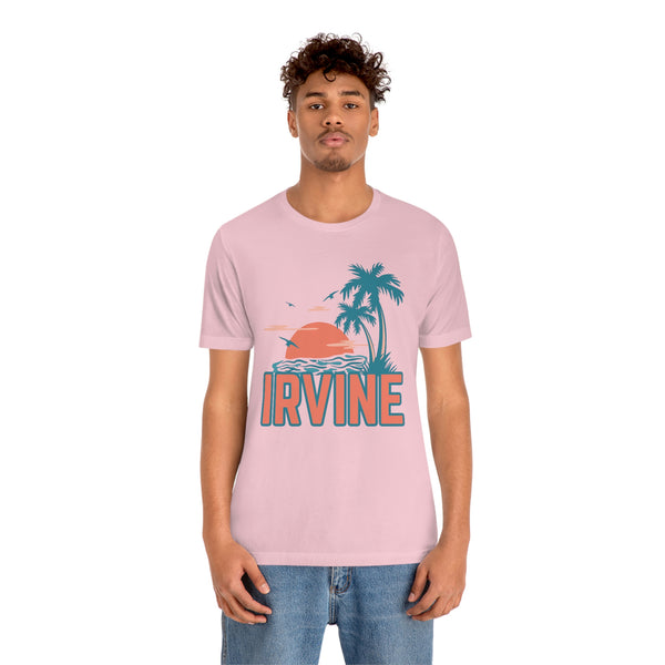 Irvine, California T-Shirt - Retro Palm Tree & Beach Unisex Irvine Shirt