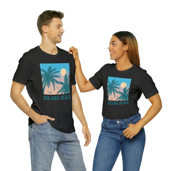 Solana Beach, California T-Shirt - Retro Palm Tree & Beach Unisex Solana Beach Shirt