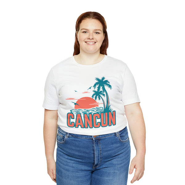 Cancun, Mexico T-Shirt - Retro Palm Tree & Beach Unisex Cancun Shirt