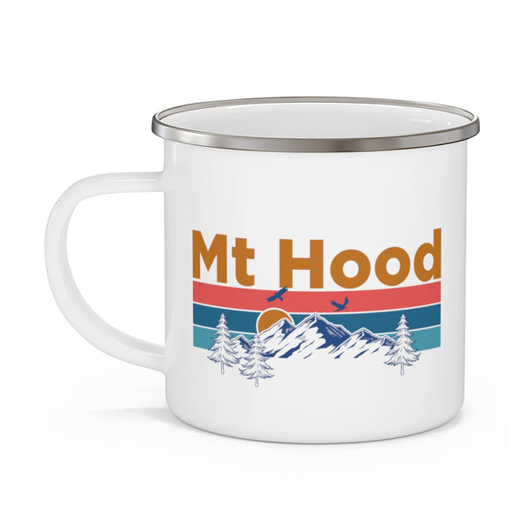 Mt Hood, Oregon Camp Mug - Mountain Sunset Enamel Campfire Mt Hood Mug