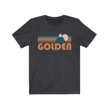 Buy dark-grey-heather Golden, Colorado T-Shirt - Retro Mountain Adult Unisex Golden T Shirt
