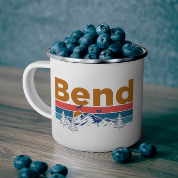 Bend, Oregon Camp Mug - Mountain Sunset Enamel Campfire Bend Mug