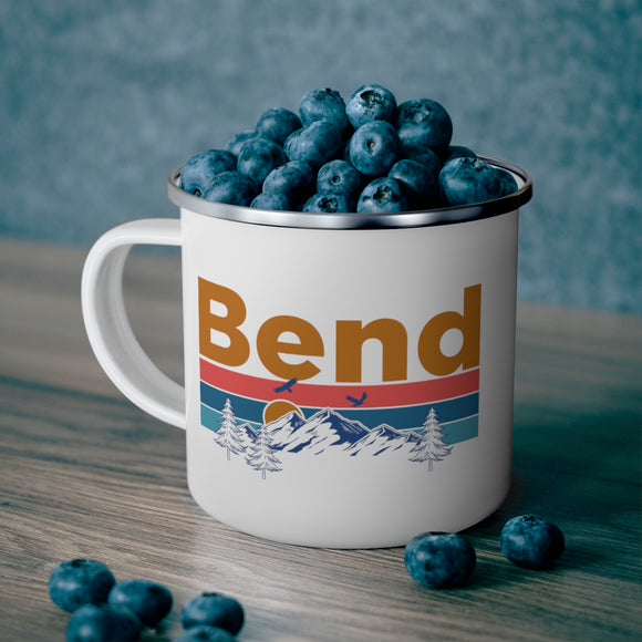Bend, Oregon Camp Mug - Mountain Sunset Enamel Campfire Bend Mug