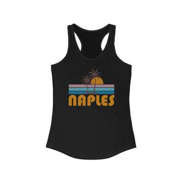 Buy solid-black Naples, Florida Women's Tank - Retro Palm Tree Women's Racerback Naples Tank Top
