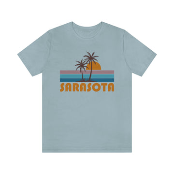 Buy light-blue Sarasota, Florida T-Shirt - Retro Palm Tree Unisex Sarasota Shirt