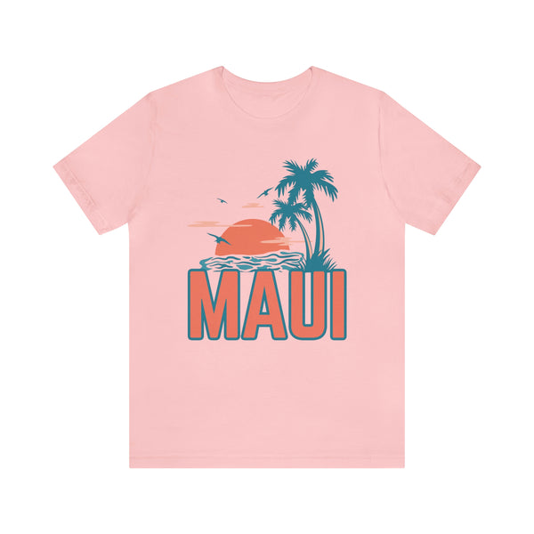 Maui, Hawaii T-Shirt - Retro Palm Tree & Beach Unisex Maui Shirt