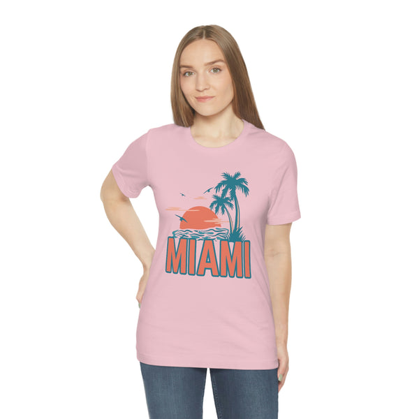 Miami, Florida T-Shirt - Retro Palm Tree & Beach Unisex Miami Shirt