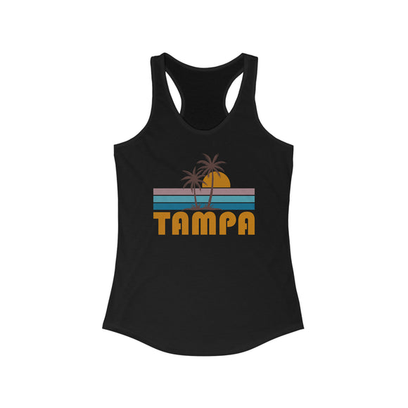 Tampa, Florida Women's Tank - Retro Palm Tree Women's Racerback Tampa Tank Top