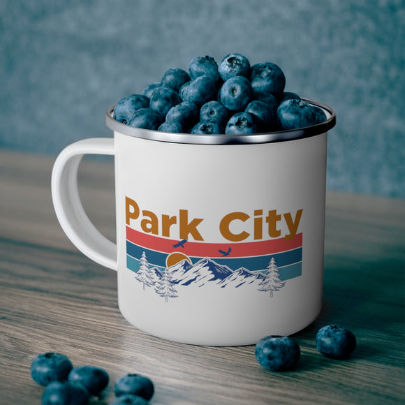 Park City, Utah Camp Mug - Mountain Sunset Enamel Campfire Park City Mug