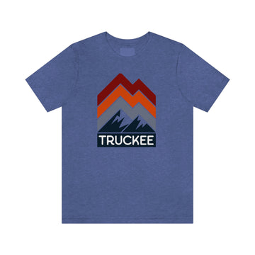 Buy heather-true-royal Truckee, California T-Shirt - Retro Mountain Unisex Truckee Shirt - Chevron Peaks