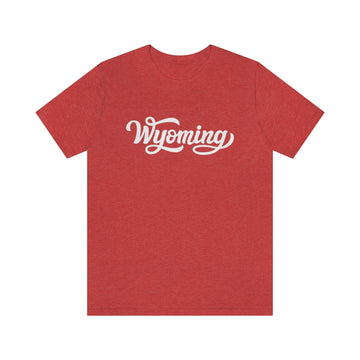 Buy heather-red Wyoming T-Shirt - Hand Lettered Unisex Wyoming Shirt