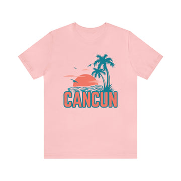 Buy pink Cancun, Mexico T-Shirt - Retro Palm Tree &amp; Beach Unisex Cancun Shirt