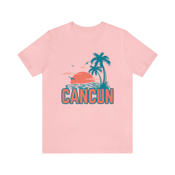 Cancun, Mexico T-Shirt - Retro Palm Tree & Beach Unisex Cancun Shirt