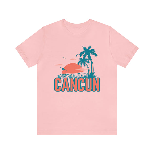 Cancun, Mexico T-Shirt - Retro Palm Tree & Beach Unisex Cancun Shirt