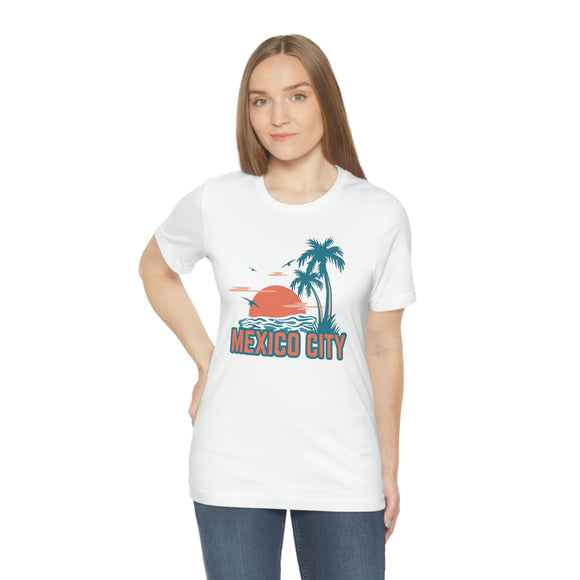 Mexico City, Mexico T-Shirt - Retro Palm Tree & Beach Unisex Mexico City Shirt