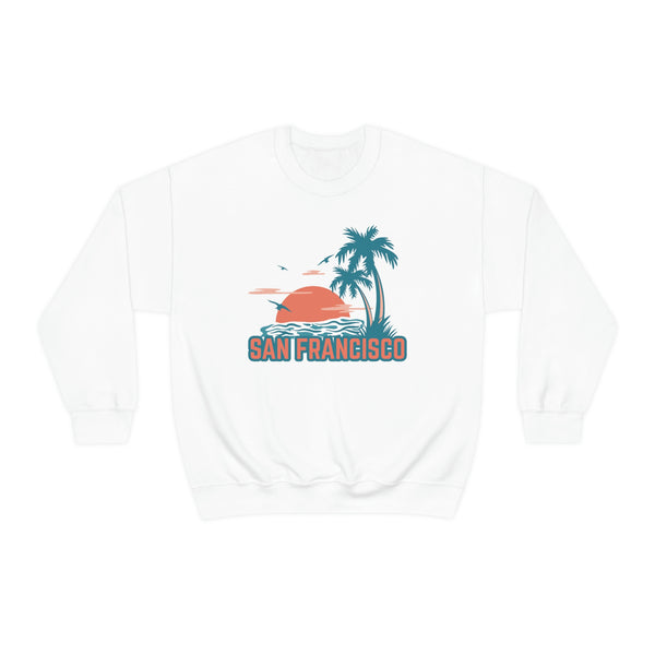 San Francisco, California Sweatshirt - Unisex Retro Palm Tree Crewneck San Francisco Sweatshirt