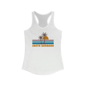 Santa Barbara, California Women's Tank - Retro Palm Tree Women's Racerback Santa Barbara Tank Top