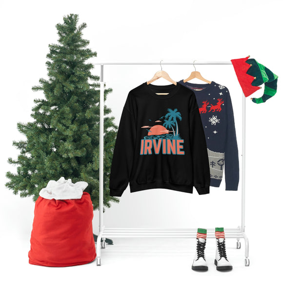 Irvine, California Sweatshirt - Unisex Retro Palm Tree Crewneck Irvine Sweatshirt