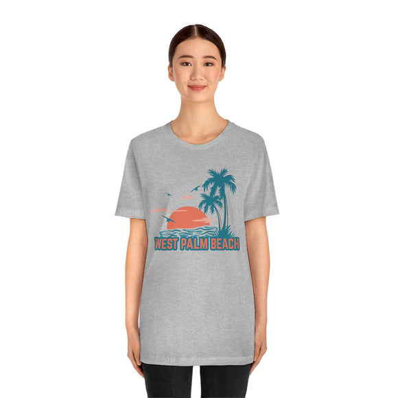 West Palm Beach, Florida T-Shirt - Retro Palm Tree & Beach Unisex West Palm Beach Shirt