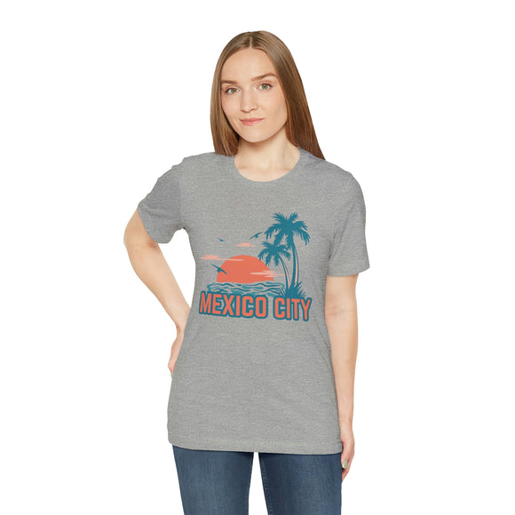 Mexico City, Mexico T-Shirt - Retro Palm Tree & Beach Unisex Mexico City Shirt