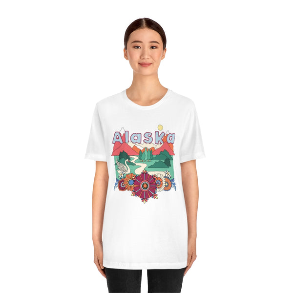 Alaska T-Shirt - Retro Mountain / Hippie Style Alaska Shirt