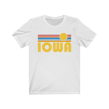 Iowa T-Shirt - Retro Sunrise Adult Unisex Iowa T Shirt - 0