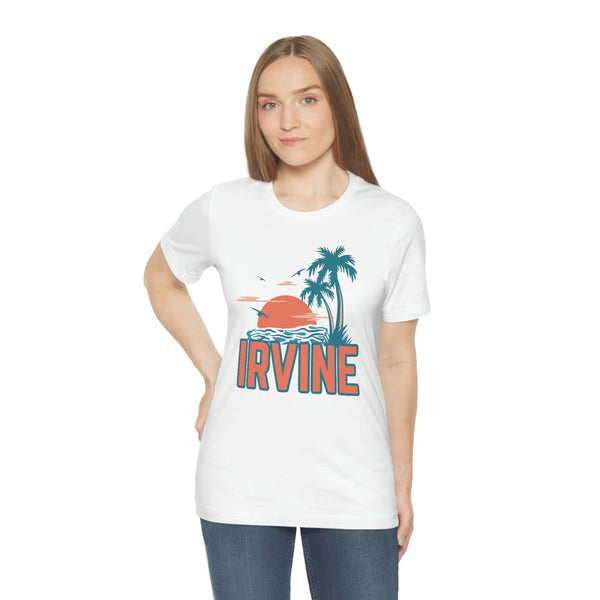 Irvine, California T-Shirt - Retro Palm Tree & Beach Unisex Irvine Shirt