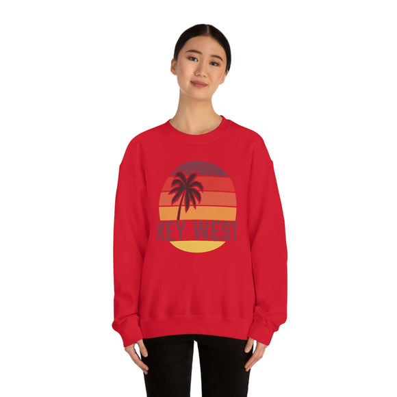 Key West, Florida Sweatshirt - Unisex Retro Palm Tree Crewneck Key West Sweatshirt