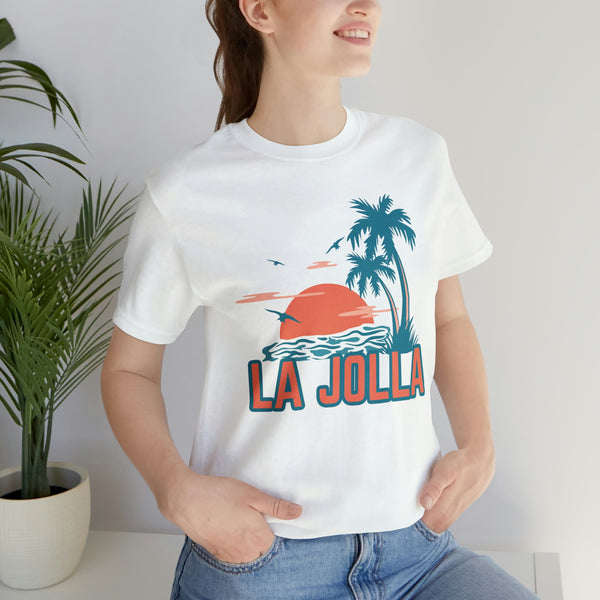 La Jolla, California T-Shirt - Retro Palm Tree & Beach Unisex La Jolla Shirt