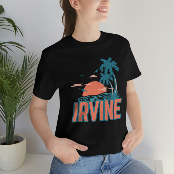 Irvine, California T-Shirt - Retro Palm Tree & Beach Unisex Irvine Shirt