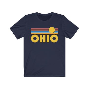 Buy navy Ohio T-Shirt - Retro Sunrise Adult Unisex Ohio T Shirt