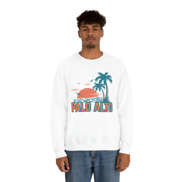 Palo Alto, California Sweatshirt - Unisex Retro Palm Tree Crewneck Palo Alto Sweatshirt
