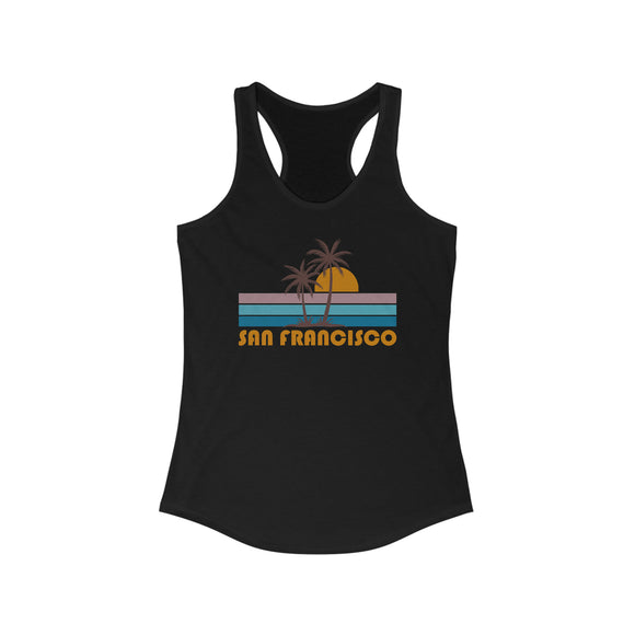 San Francisco, California Women's Tank - Retro Palm Tree Women's Racerback San Francisco Tank Top