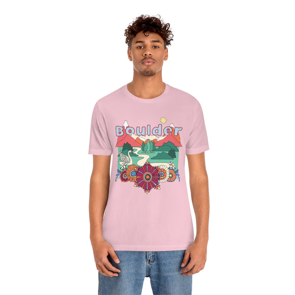 Boulder T-Shirt - Retro Mountain / Hippie Style Boulder, Colorado Shirt