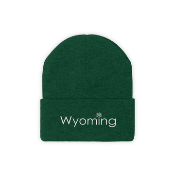 Buy hunter-green Wyoming Knit Beanie - Adult Embroidered Snowflake Wyoming Knit Hat