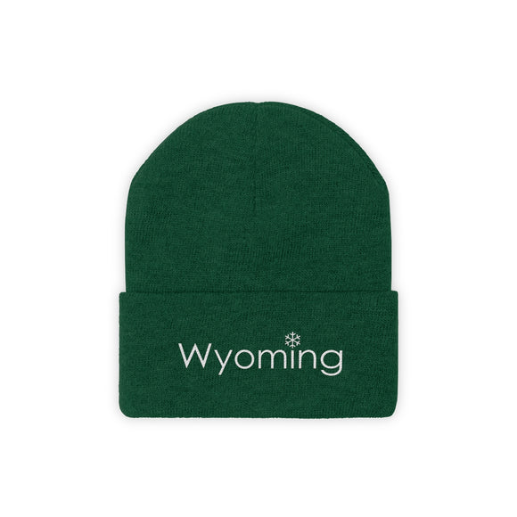 Wyoming Knit Beanie - Adult Embroidered Snowflake Wyoming Knit Hat