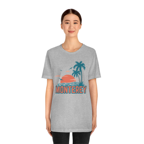 Monterey, California T-Shirt - Retro Palm Tree & Beach Unisex Monterey Shirt