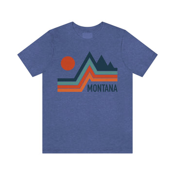 Buy heather-true-royal Montana T-Shirt - Retro Mountain Unisex Montana Shirt