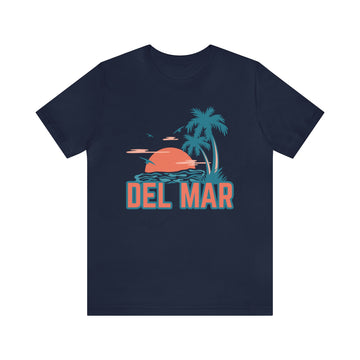 Buy navy Del Mar, California T-Shirt - Retro Palm Tree &amp; Beach Unisex Del Mar Shirt