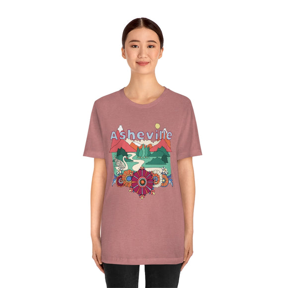 Asheville T-Shirt - Retro Mountain / Hippie Style Asheville, North Carolina Shirt