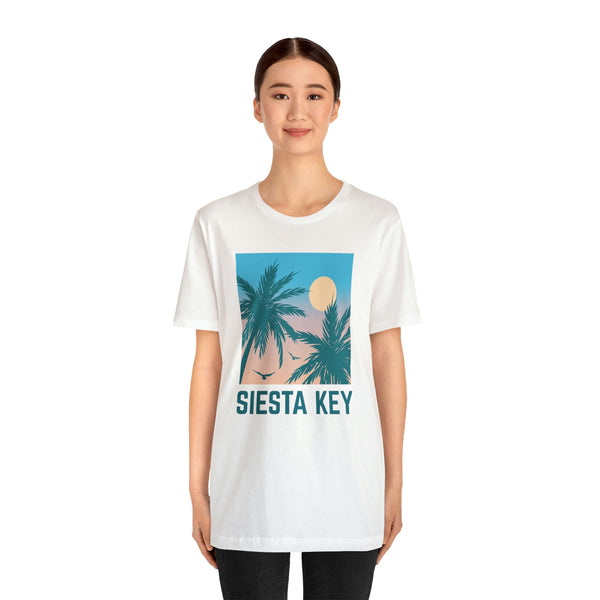 Siesta Key, Florida T-Shirt - Retro Palm Tree & Beach Unisex Siesta Key Shirt