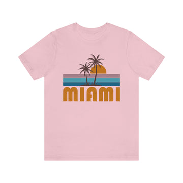 Buy pink Miami, Florida T-Shirt - Retro Palm Tree Unisex Miami Shirt