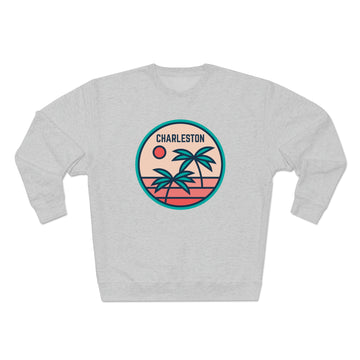Buy heather-grey Premium Charleston, South Carolina Crewneck Sweatshirt - Retro Unisex Sweatshirt