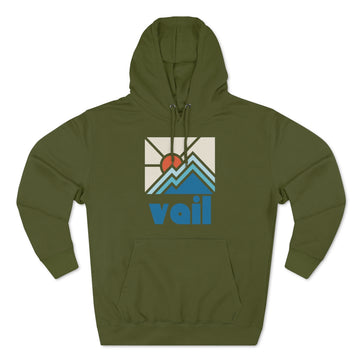 Buy army-green Premium Vail, Colorado Hoodie - Min Mountain Unisex Sweatshirt