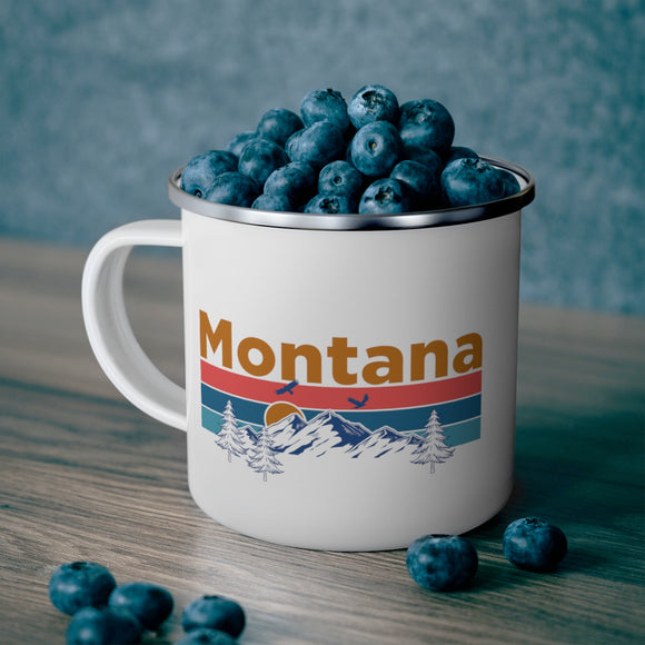 Montana Camp Mug - Mountain Sunset Enamel Campfire Montana Mug